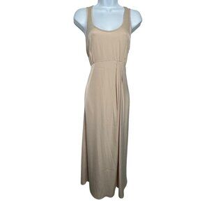 Rachel Zoe Nude Sleeveless Satin Maxi Dress Size Medium Elegant Evening